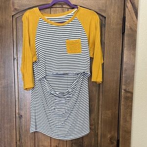 Striped Top with Mustard Sleeves undercover mama nursing top